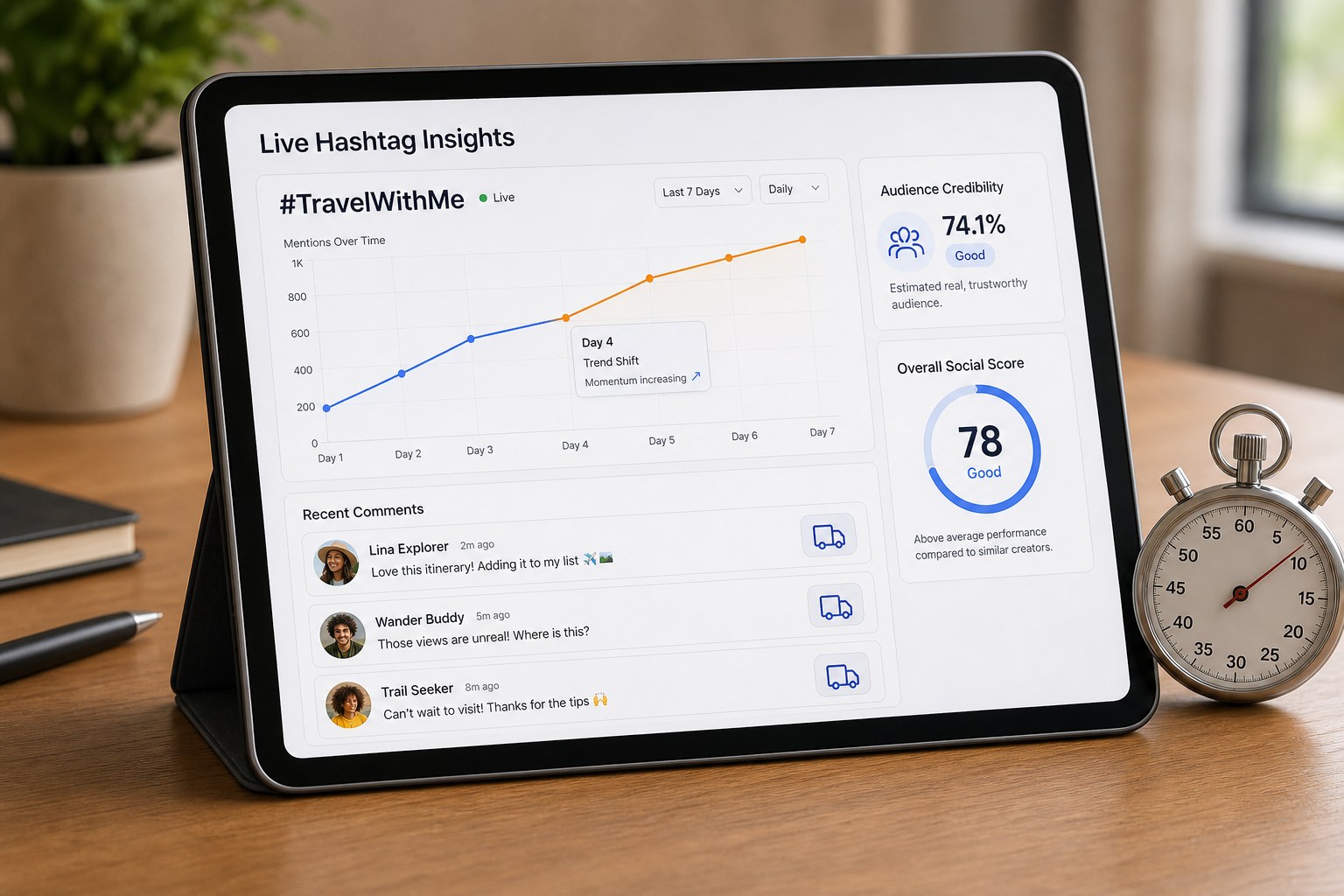 Live campaign dashboard showing hashtag sentiment shifting mid-campaign