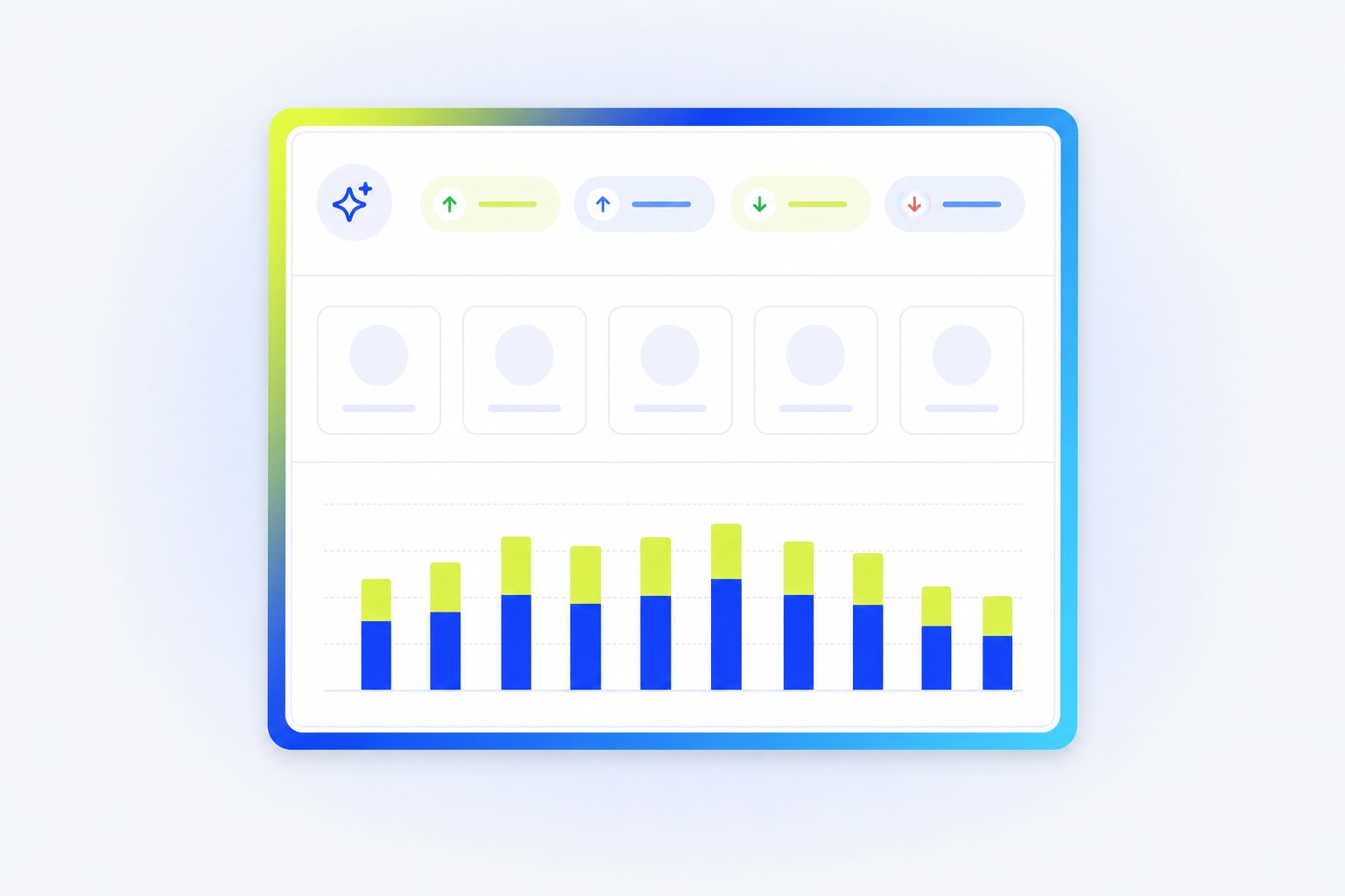 Content themes and competitor tiles showing which formats are gaining ground in a retail category