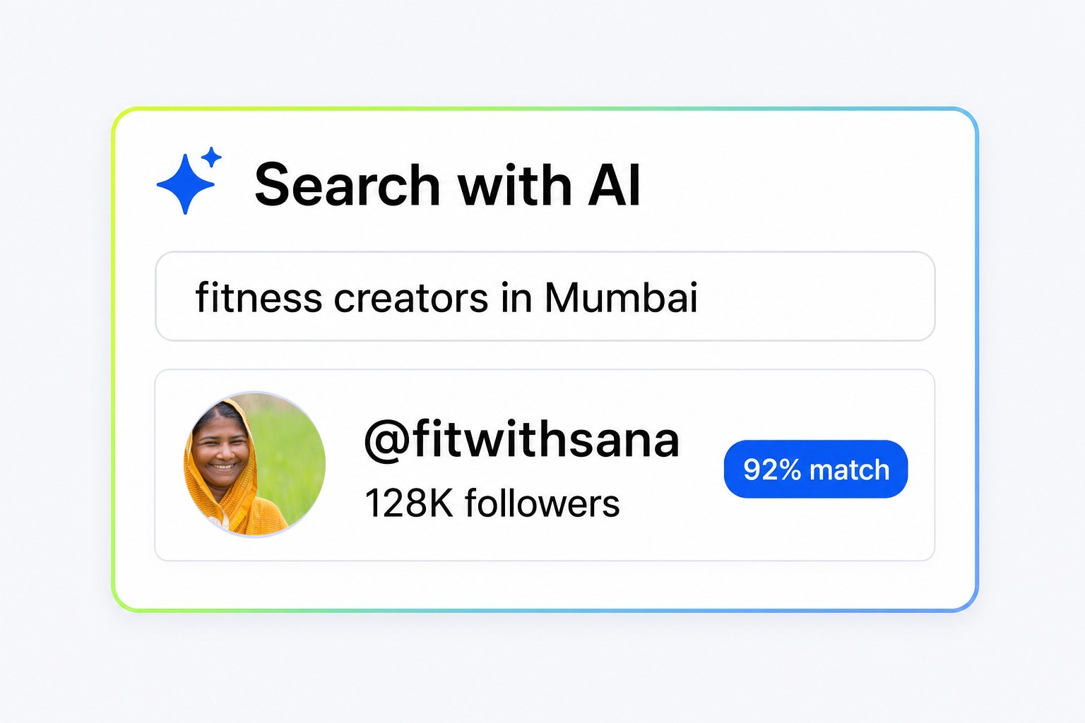 Creator search on the influencer marketing platform: filters and four matching creators with follower counts